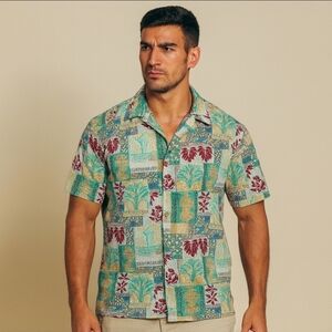 Ho Aloha Vintage Hawaiian Button Front Shirt Cotton L
